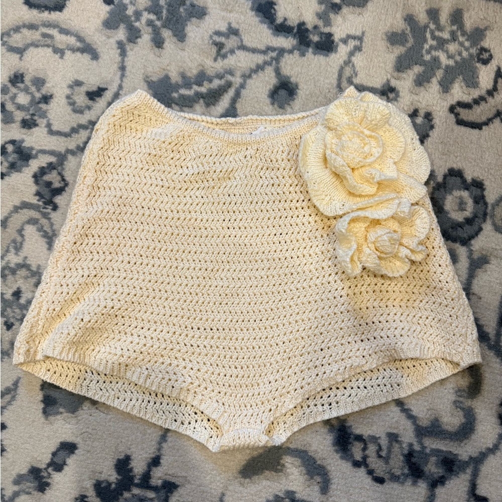 Peppermayo Cream Knit High Waist Shorts